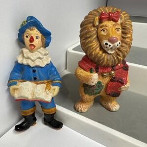 VTG Wizard Of OZ Blow Mold Ornaments Lion & Scarecrow Kurt Adler Christmas Retro
